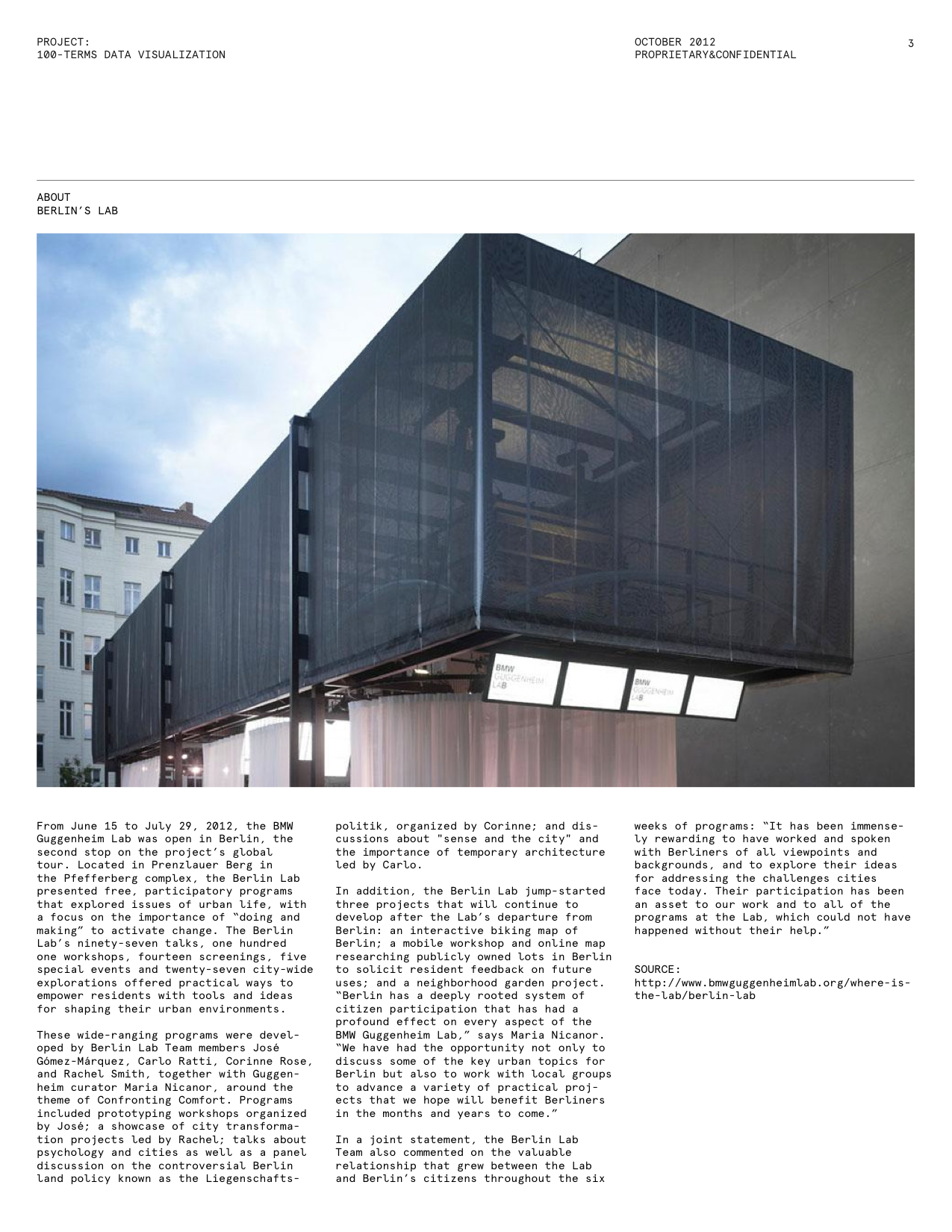 BMW Guggenheim Lab / 100 Urban Trends